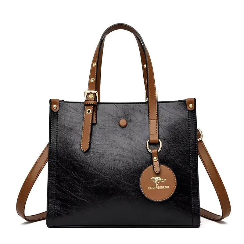 Sequined Leather Shoulder Tote