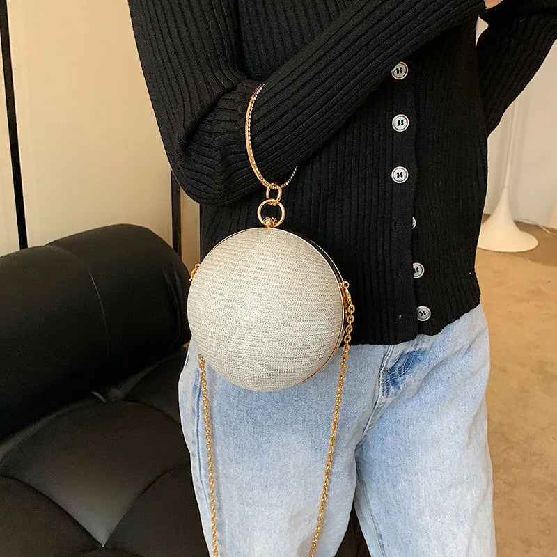 Metallic Circular Messenger Handbag