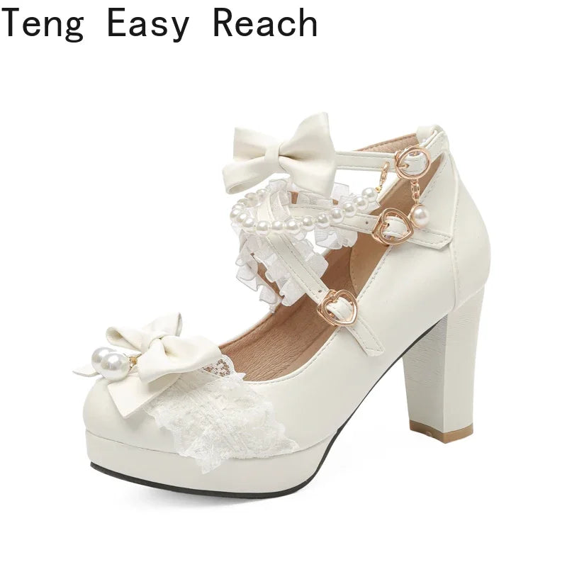 Handmade Lolita Square Heel Pumps