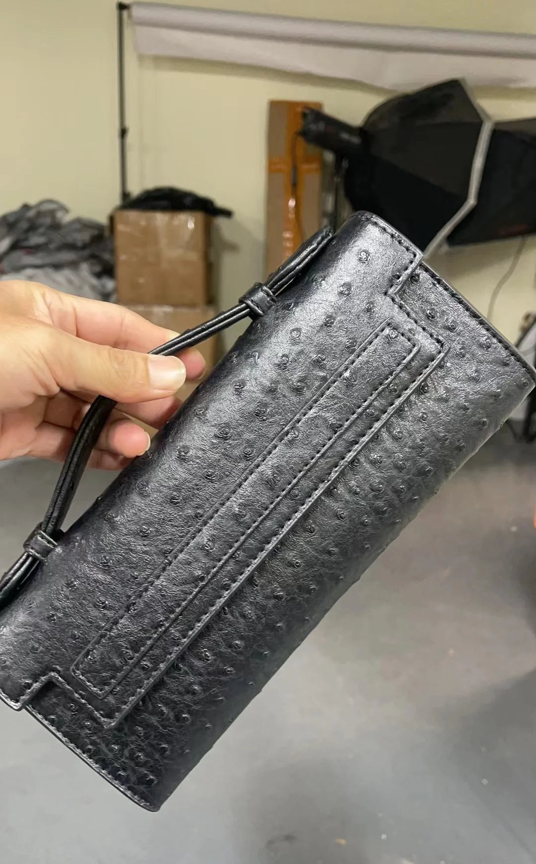 Ostrich Textured Multi-Compartment Tote
