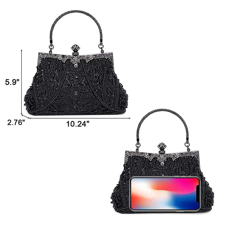 Floral Diamond Hobo Handbag