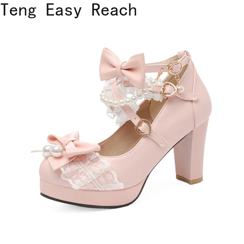 Handmade Lolita Square Heel Pumps