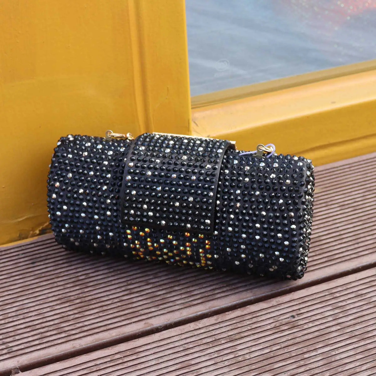 Beaded Bow Evening Clutch Bag