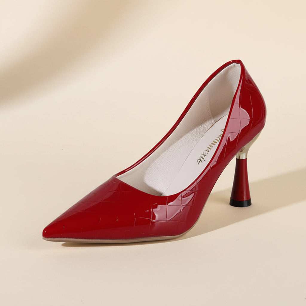 Plaid Pointed Platform Heel Pumps