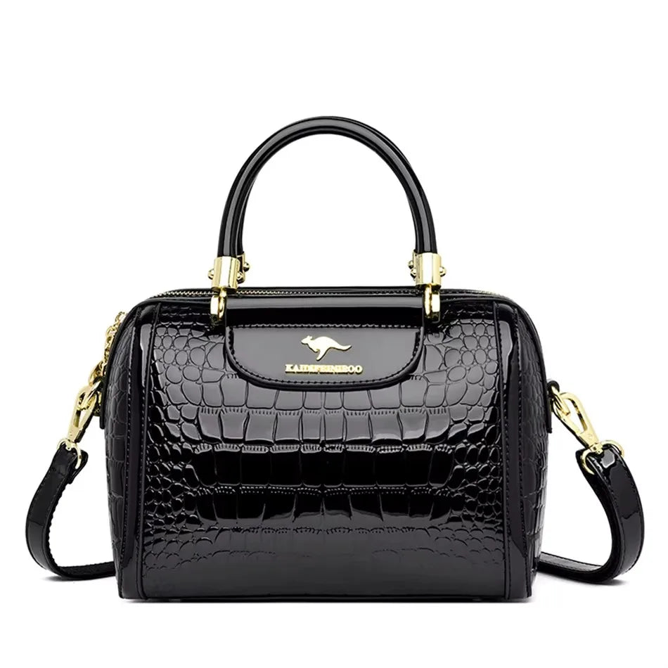 Sequined Leather Shoulder Tote