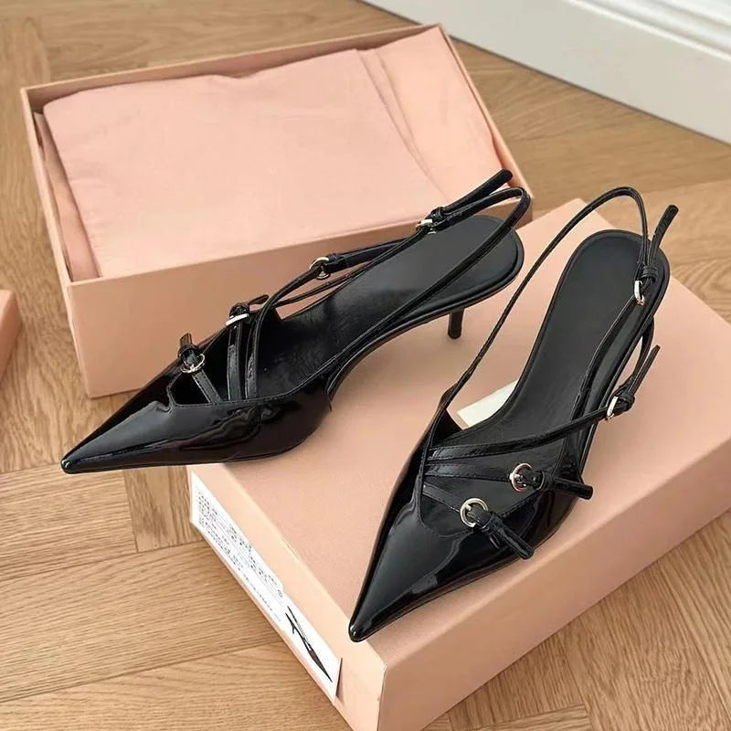 Hollow Pointed Slingback Heel Pumps