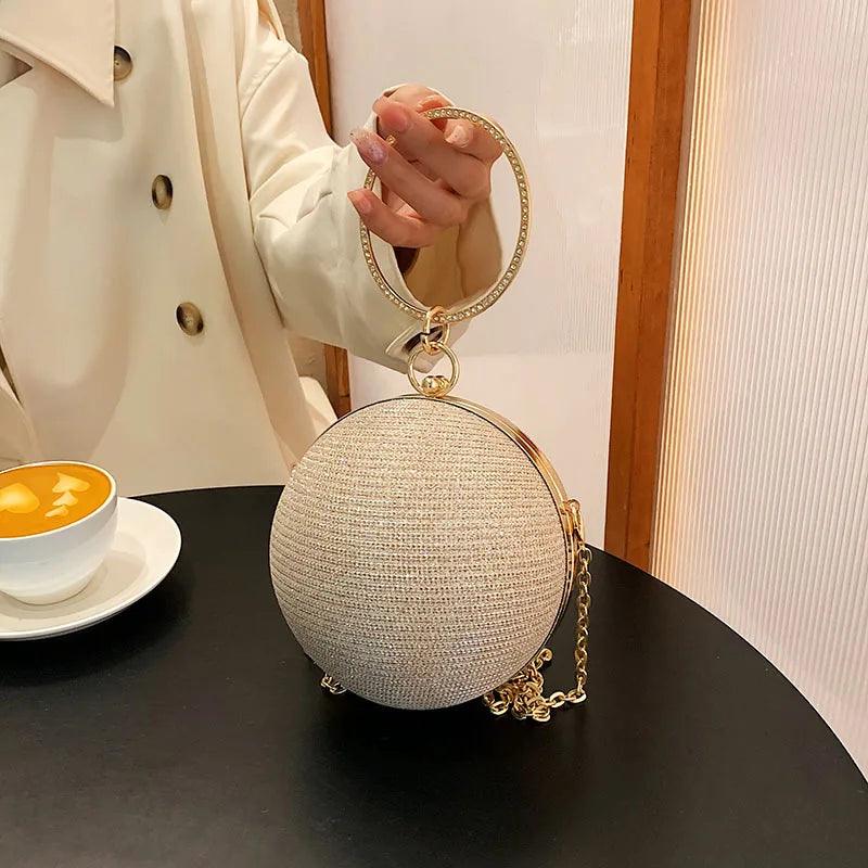 Metallic Circular Messenger Handbag
