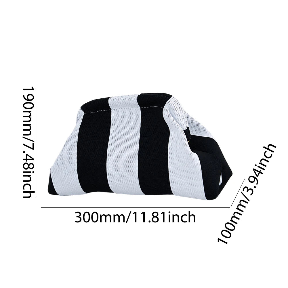 Striped Knitted Cotton Clutch Bag