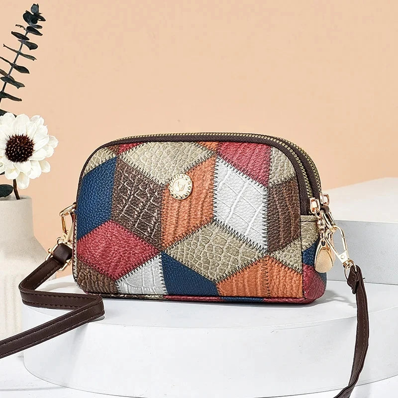 Fur Patchwork Structured Satchel Bag