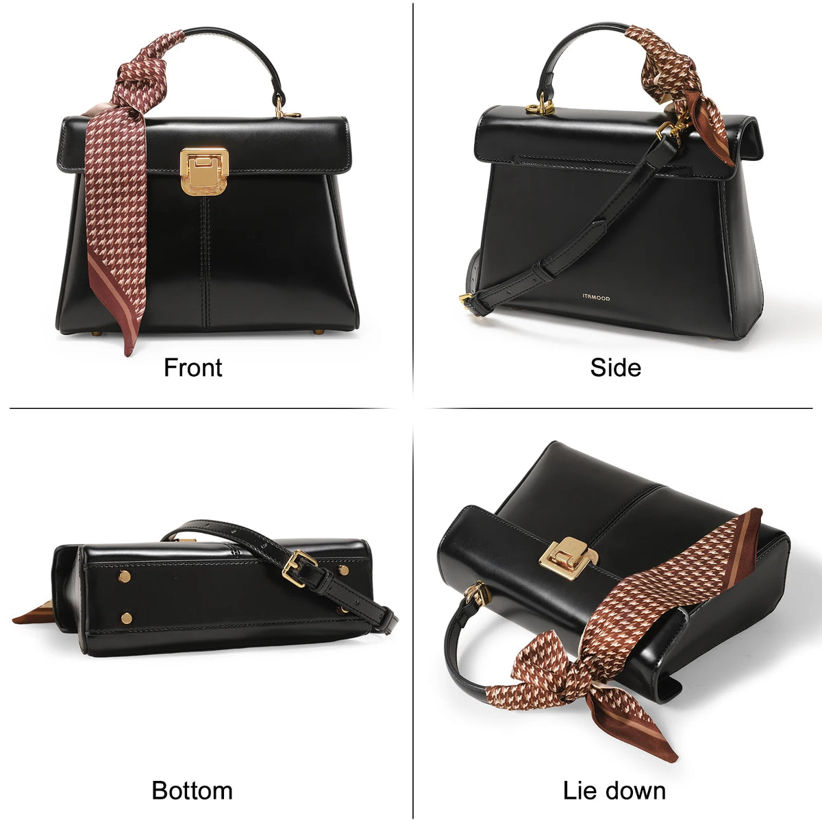 Split Leather Organizer Messenger Bag