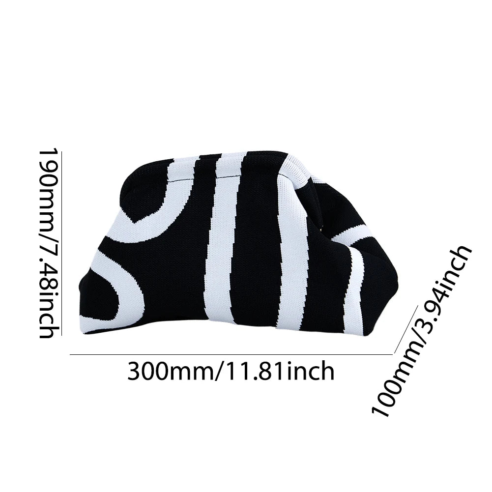 Striped Knitted Cotton Clutch Bag