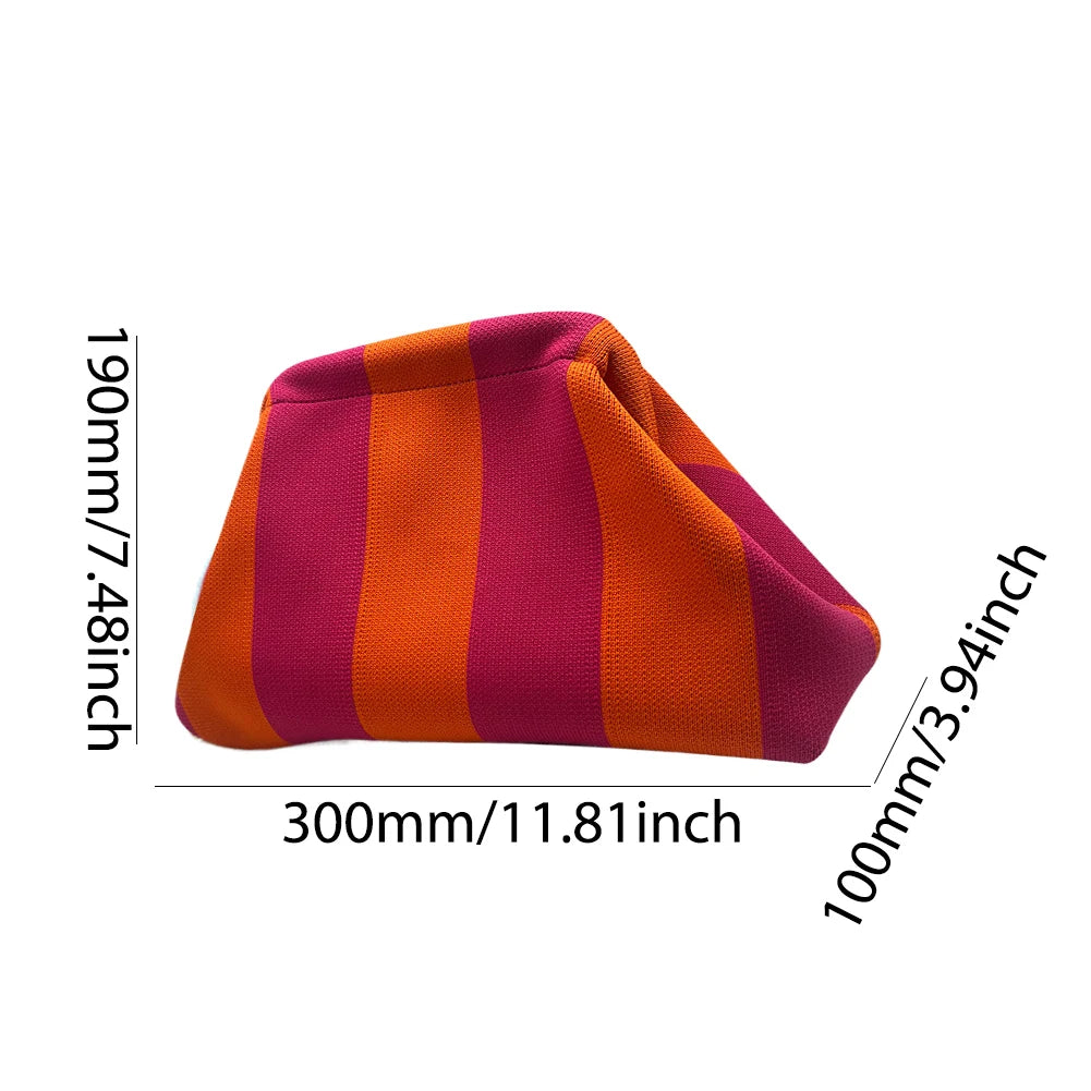 Striped Knitted Cotton Clutch Bag