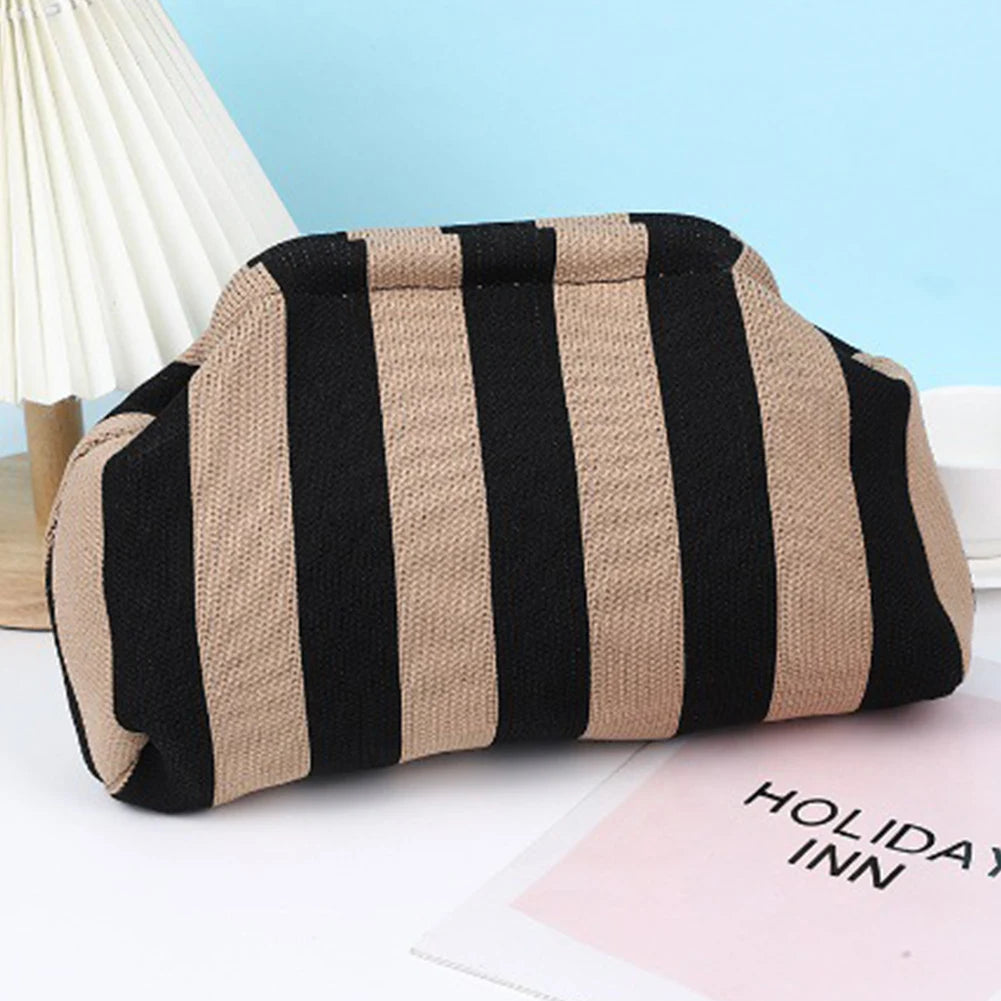 Striped Knitted Cotton Clutch Bag