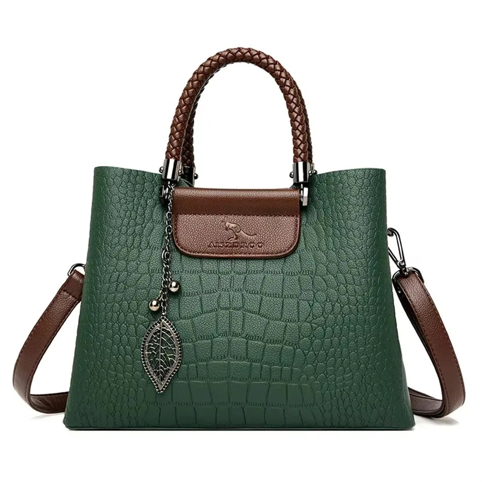 Sequined Leather Shoulder Tote