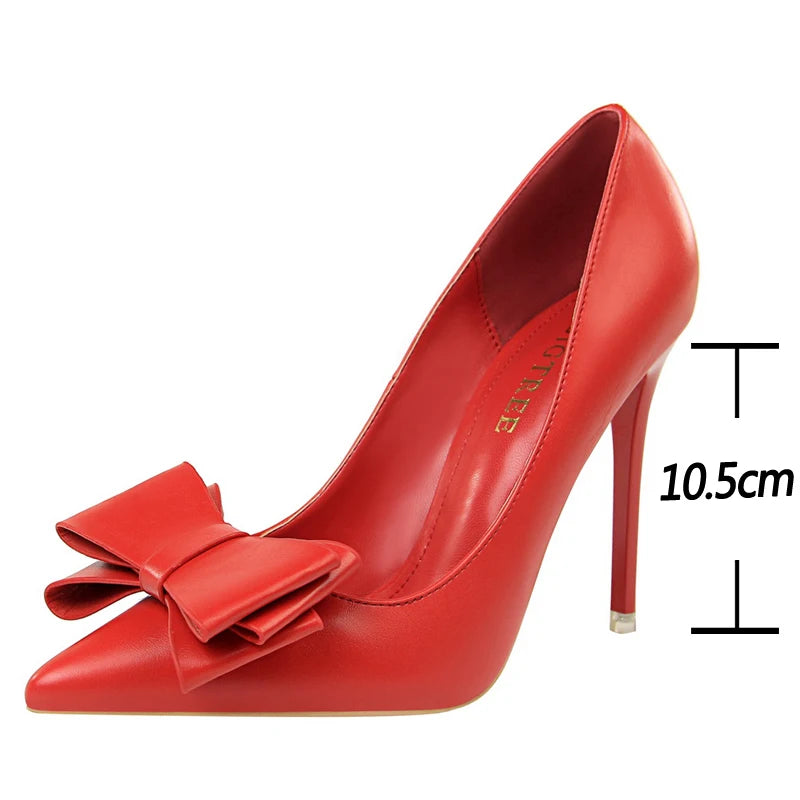 Handmade Pointed Bow Heel Pumps