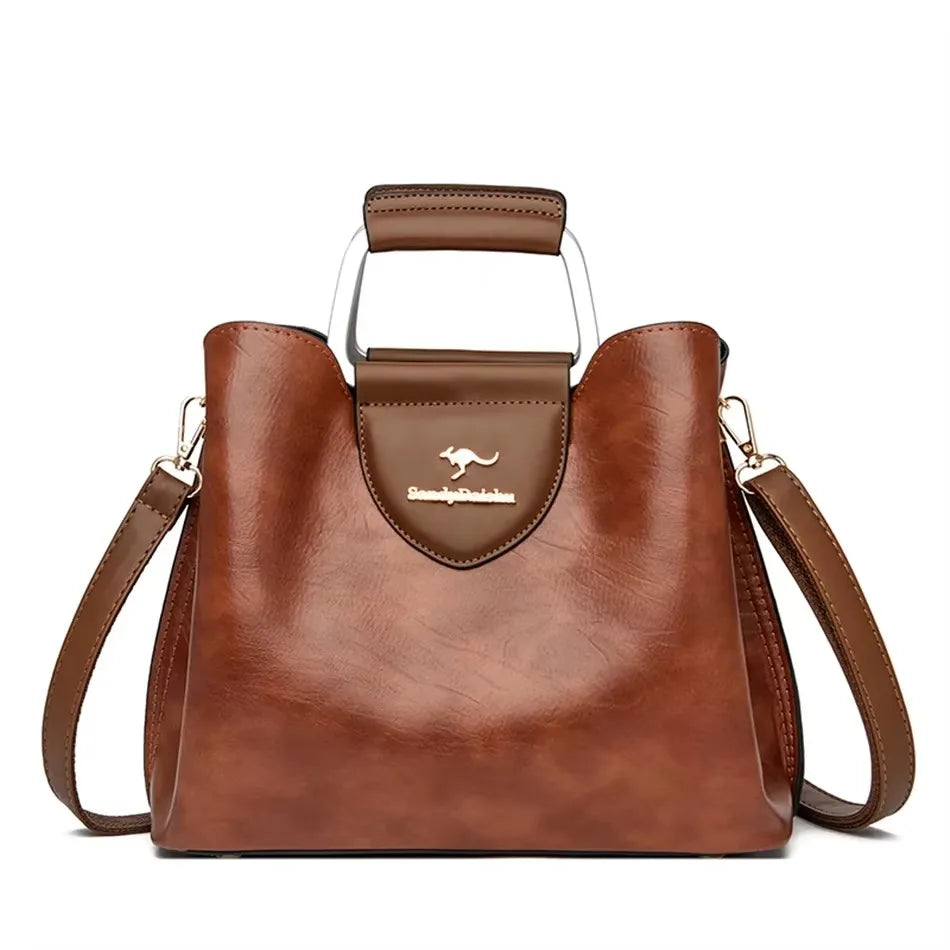Sequined Leather Shoulder Tote