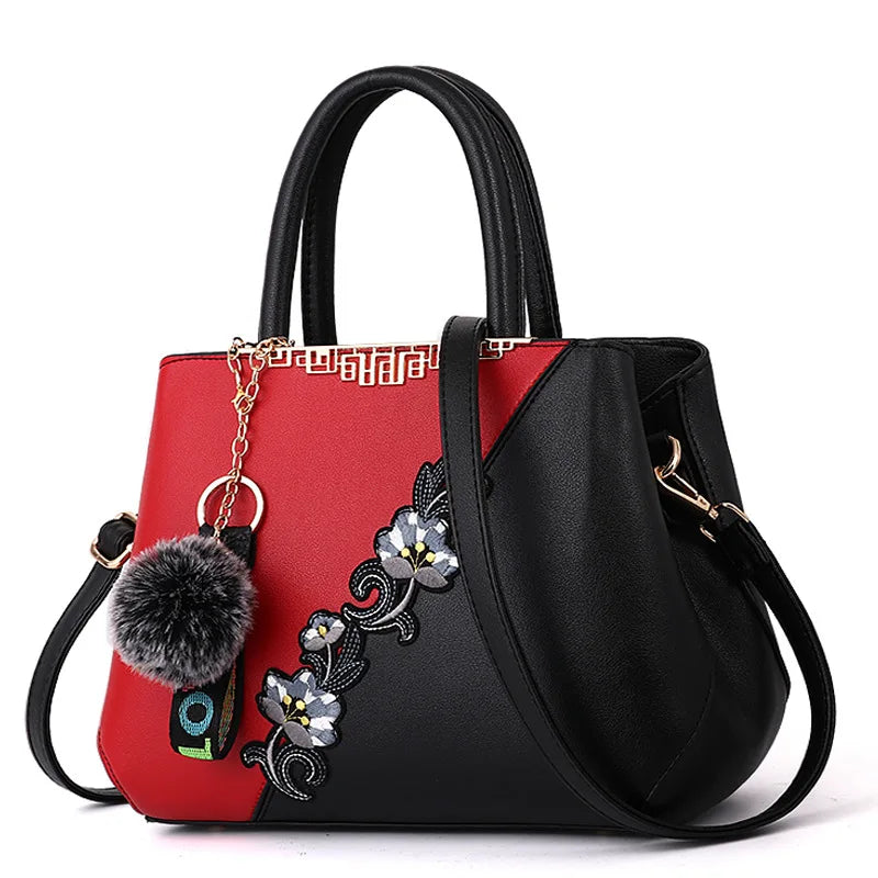 Floral Embroidered Shoulder Tote
