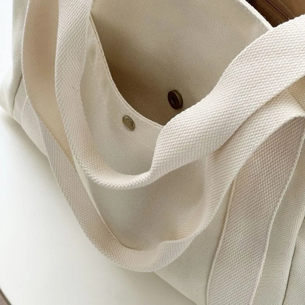 Canvas Preppy Shoulder Tote Bag