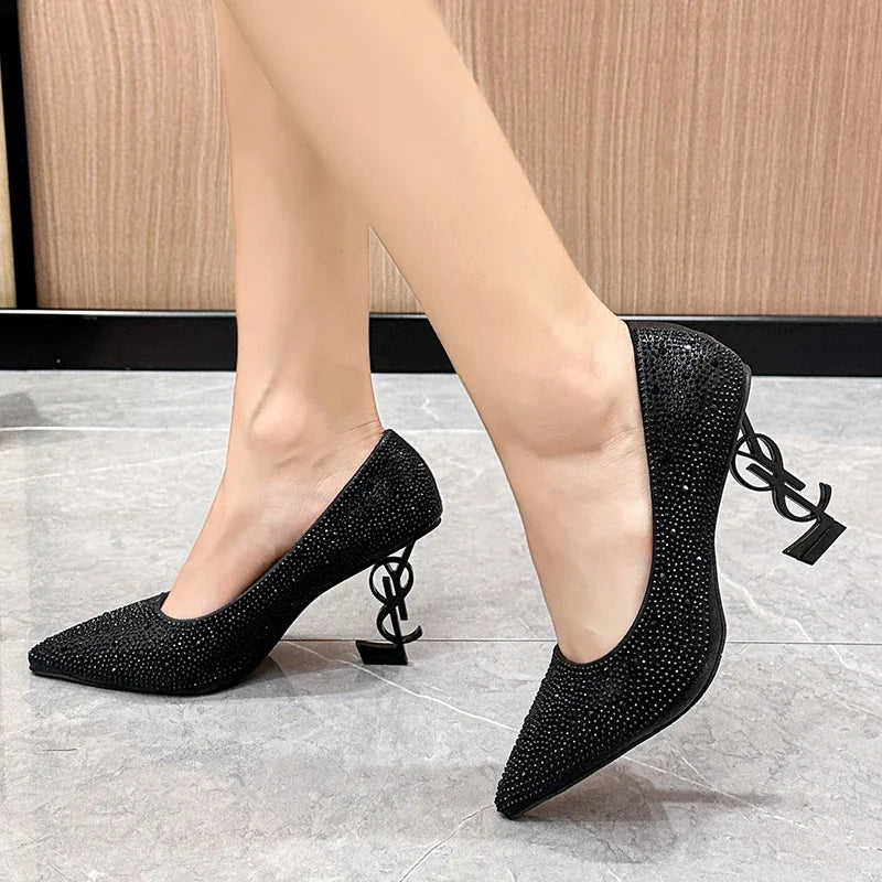 Metal Heel Patent Platform Pumps