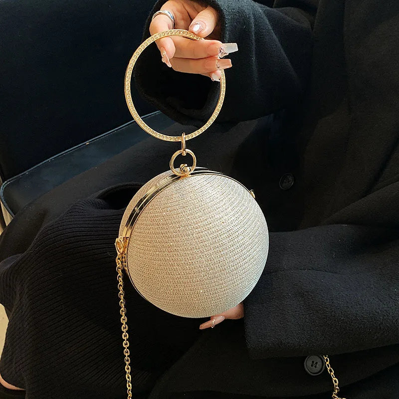 Metallic Circular Messenger Handbag