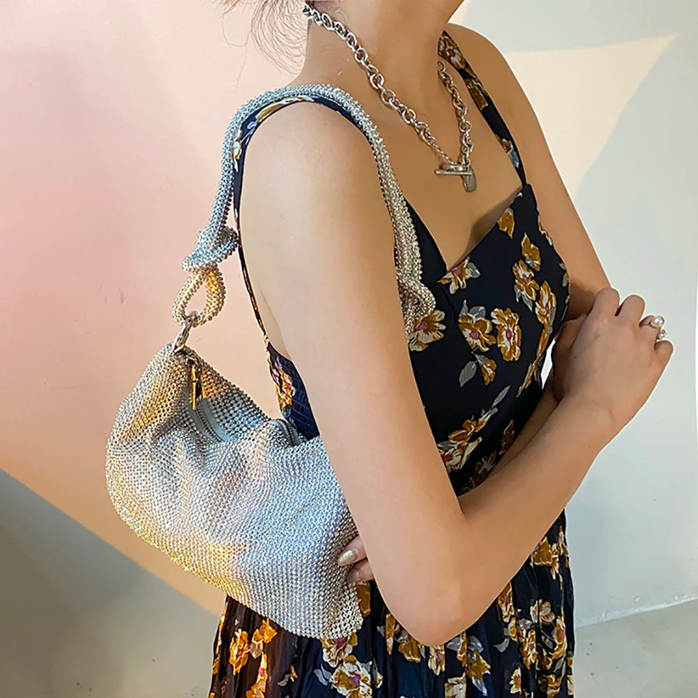 Metallic Saddle Shoulder Handbag
