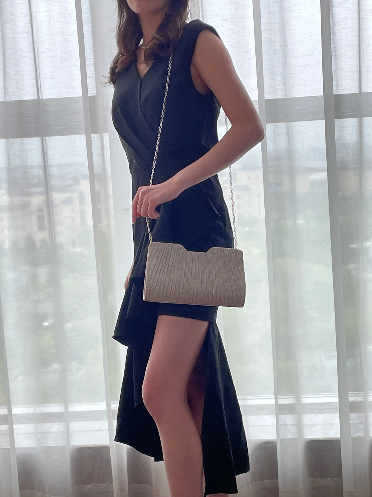 Striped Ruched Evening Clutch