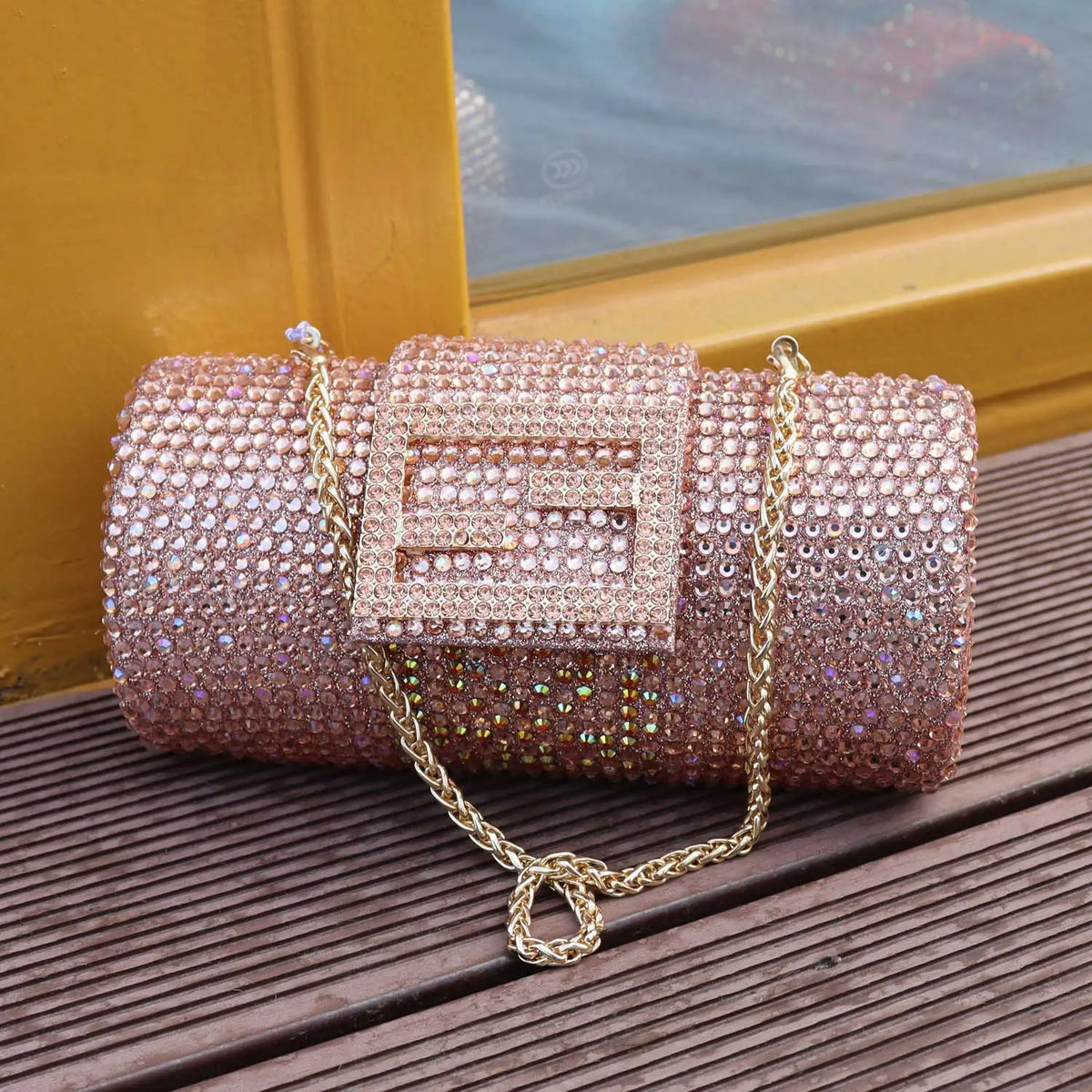 Beaded Bow Evening Clutch Bag