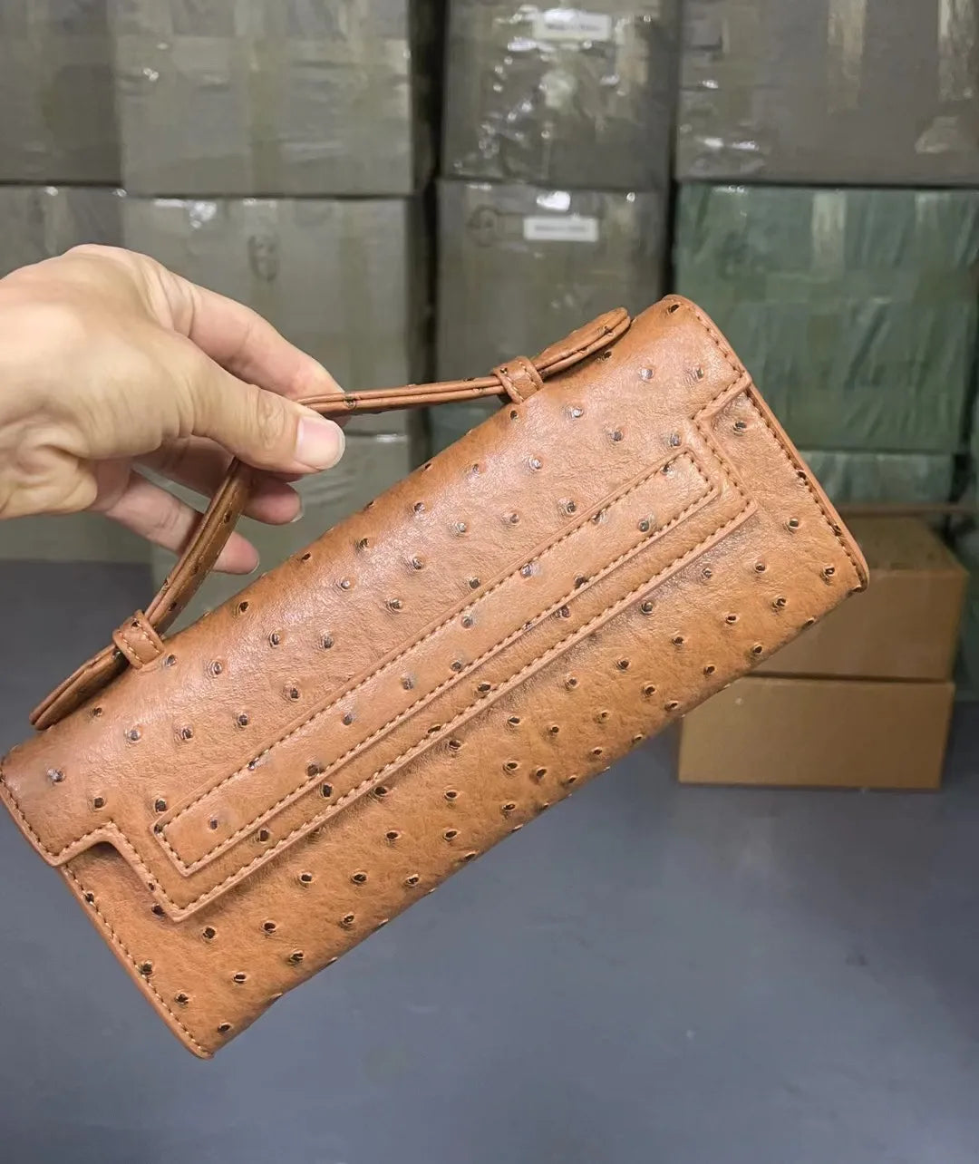 Ostrich Textured Multi-Compartment Tote