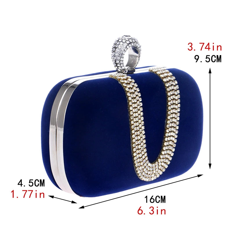 Velour Chain Evening Clutch