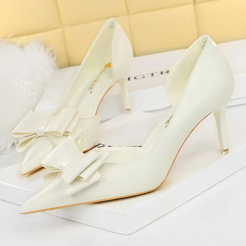 Leather Butterfly Knot Heels