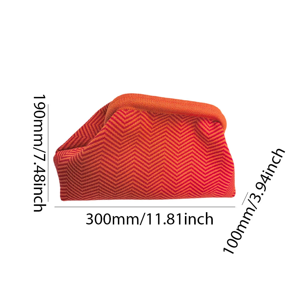 Striped Knitted Cotton Clutch Bag