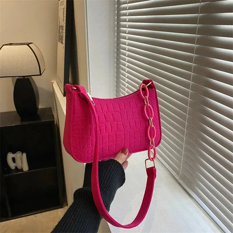 Fur-Lined Felt Bucket Bag