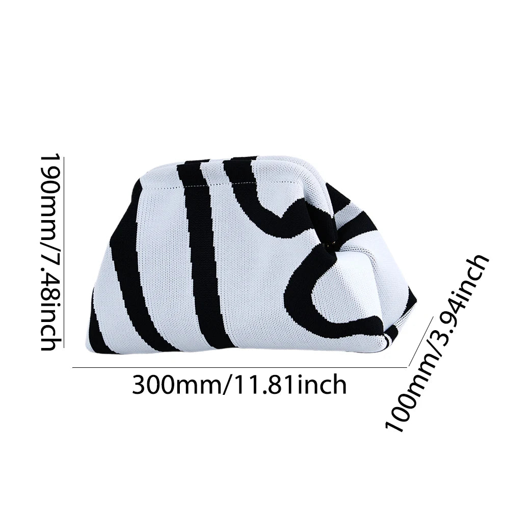 Striped Knitted Cotton Clutch Bag