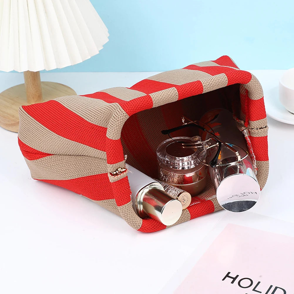 Striped Knitted Cotton Clutch Bag