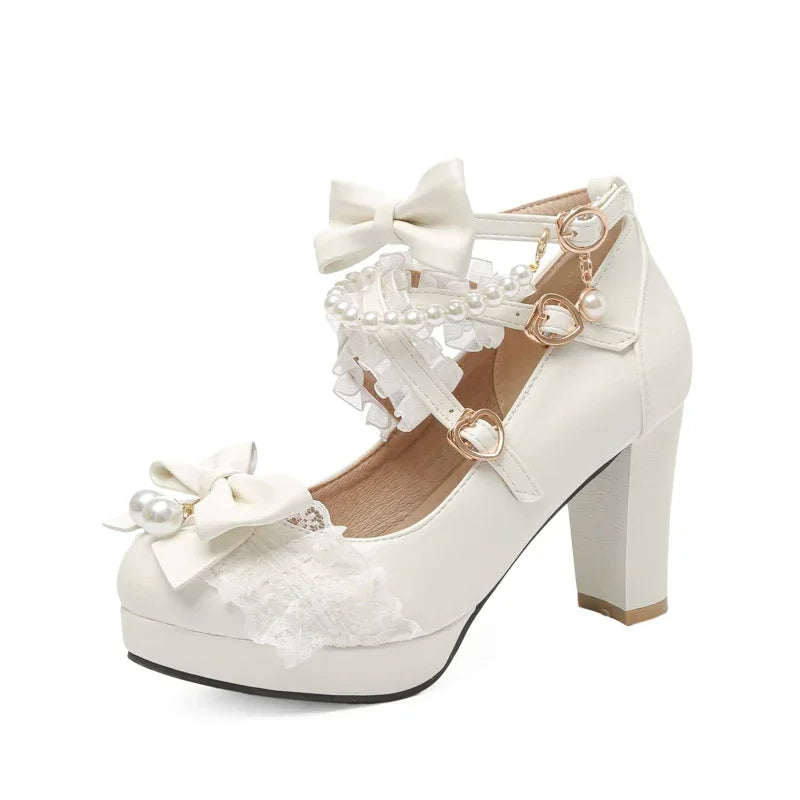 Handmade Lolita Square Heel Pumps