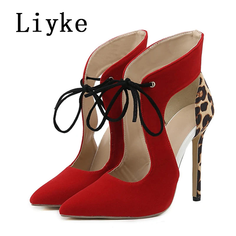 Leopard Cross-Tied Pointed Pumps