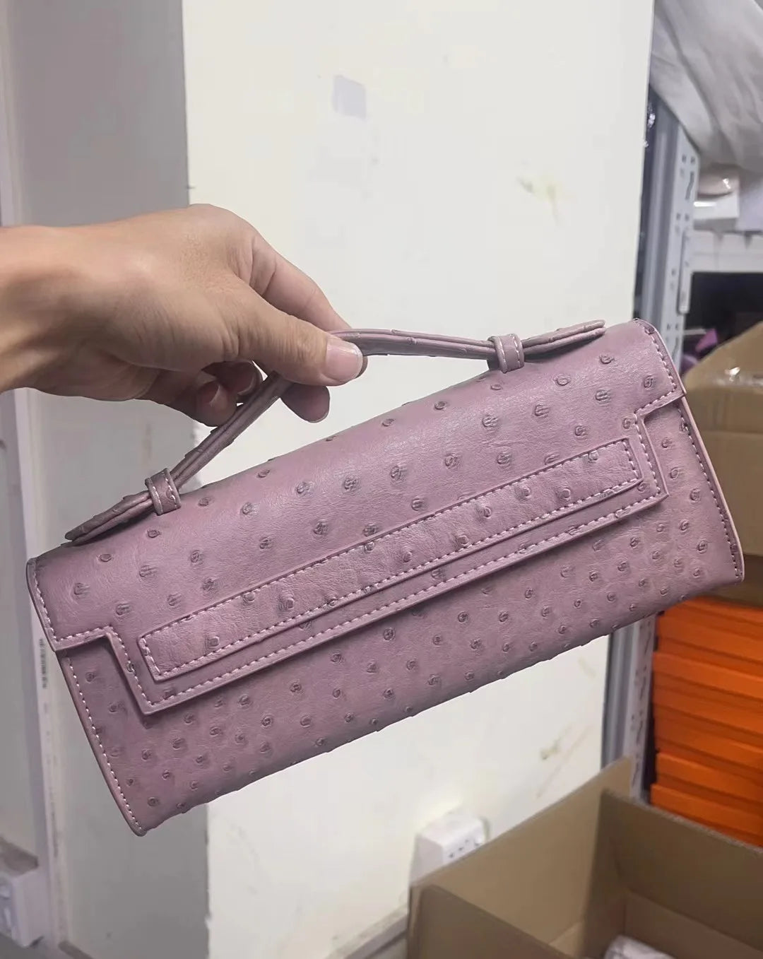 Ostrich Textured Multi-Compartment Tote