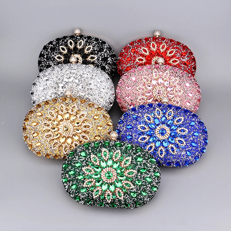 Floral Sequin Circular Clutch
