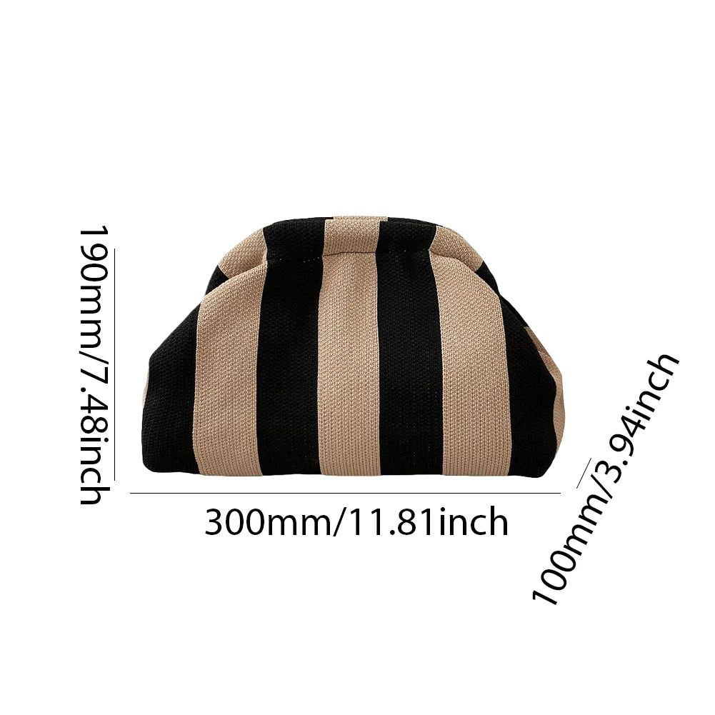 Striped Knitted Cotton Clutch Bag