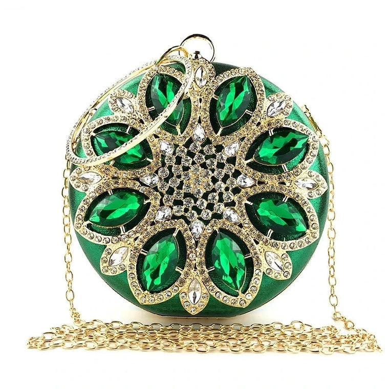 Donna Circular Floral Clutch - Microfiber Leather Evening Bag