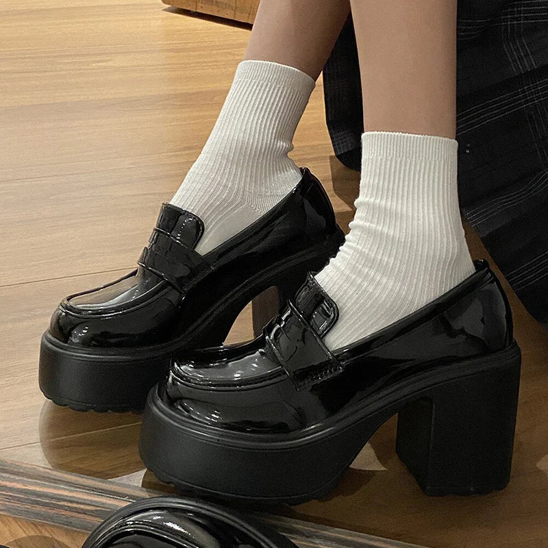 Retro Chunky Platform Heel Pumps