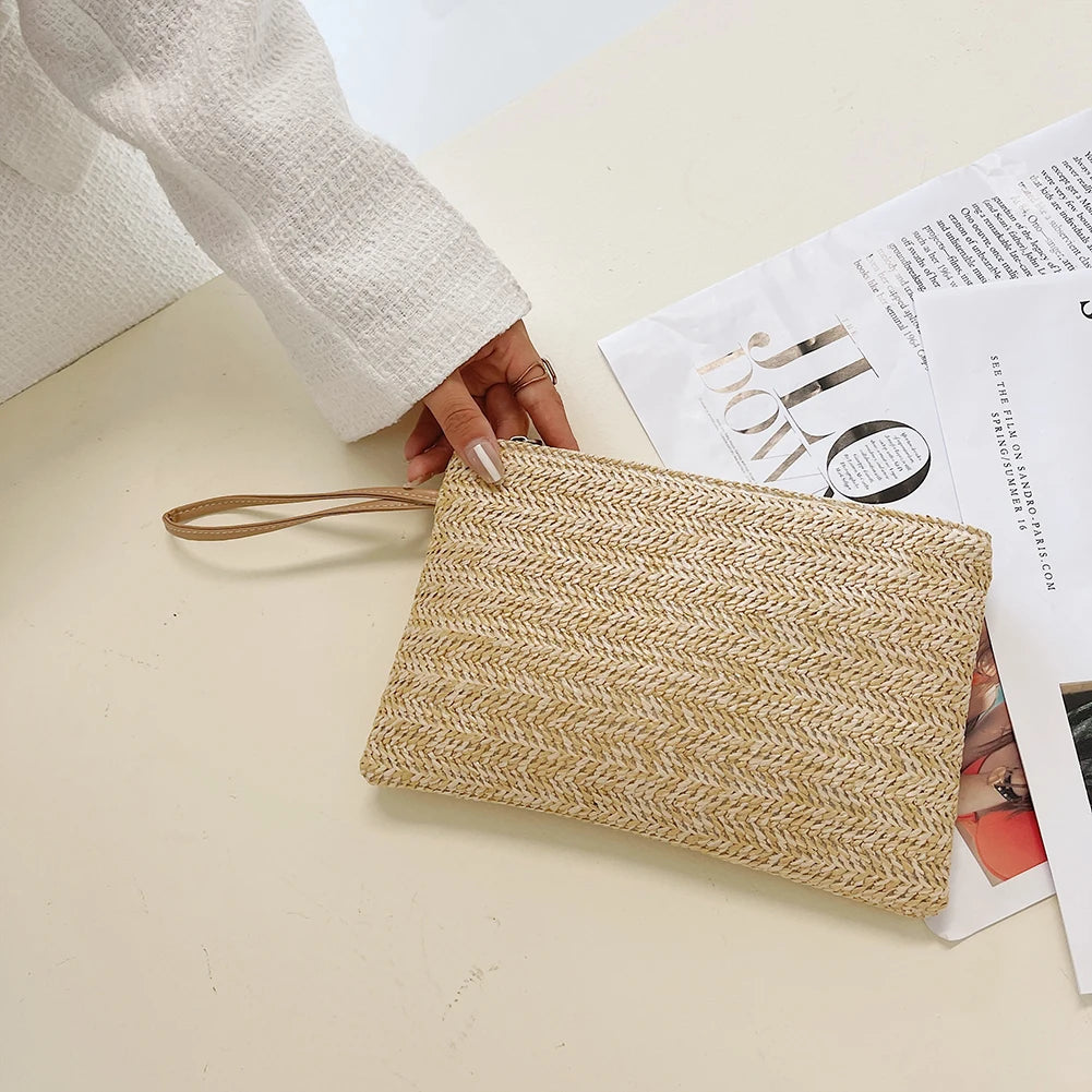 Natural Straw Bohemian Clutch