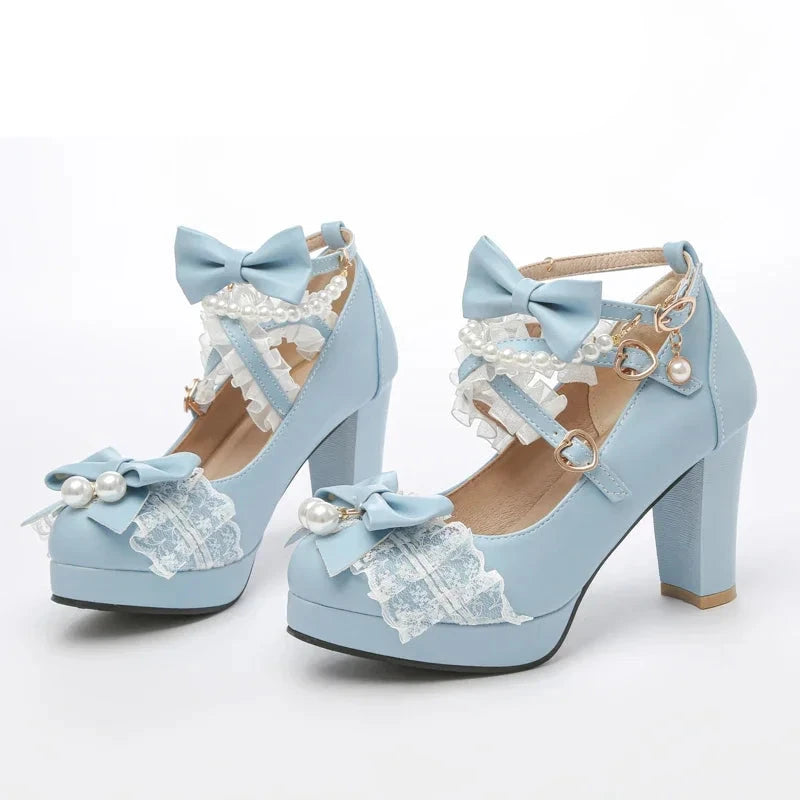 Handmade Lolita Square Heel Pumps