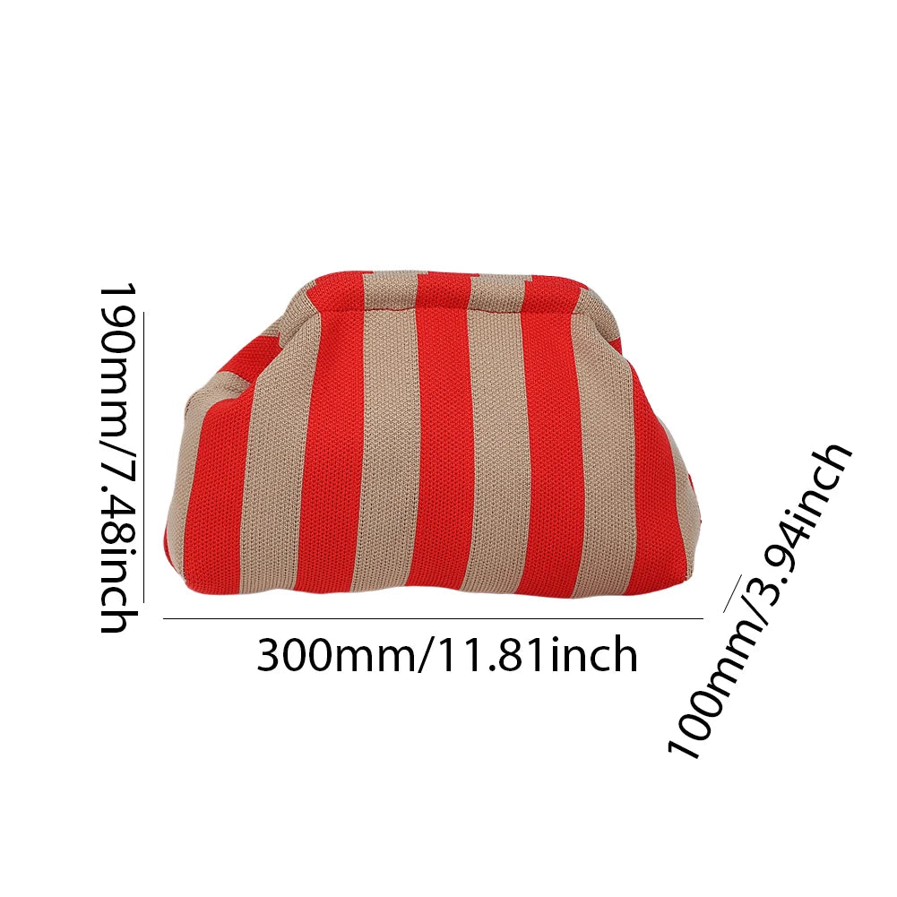 Striped Knitted Cotton Clutch Bag