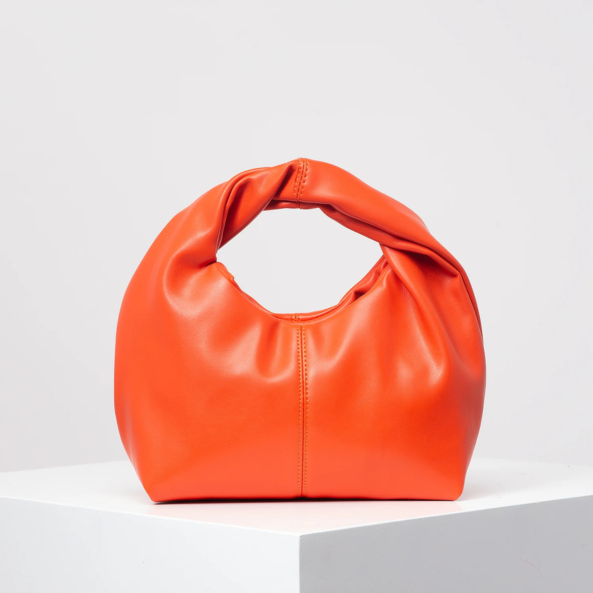Ruched Square Top Handle Bag