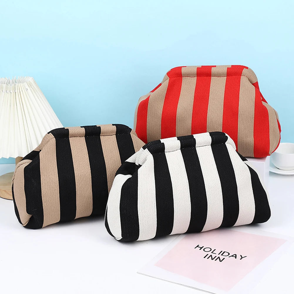 Striped Knitted Cotton Clutch Bag