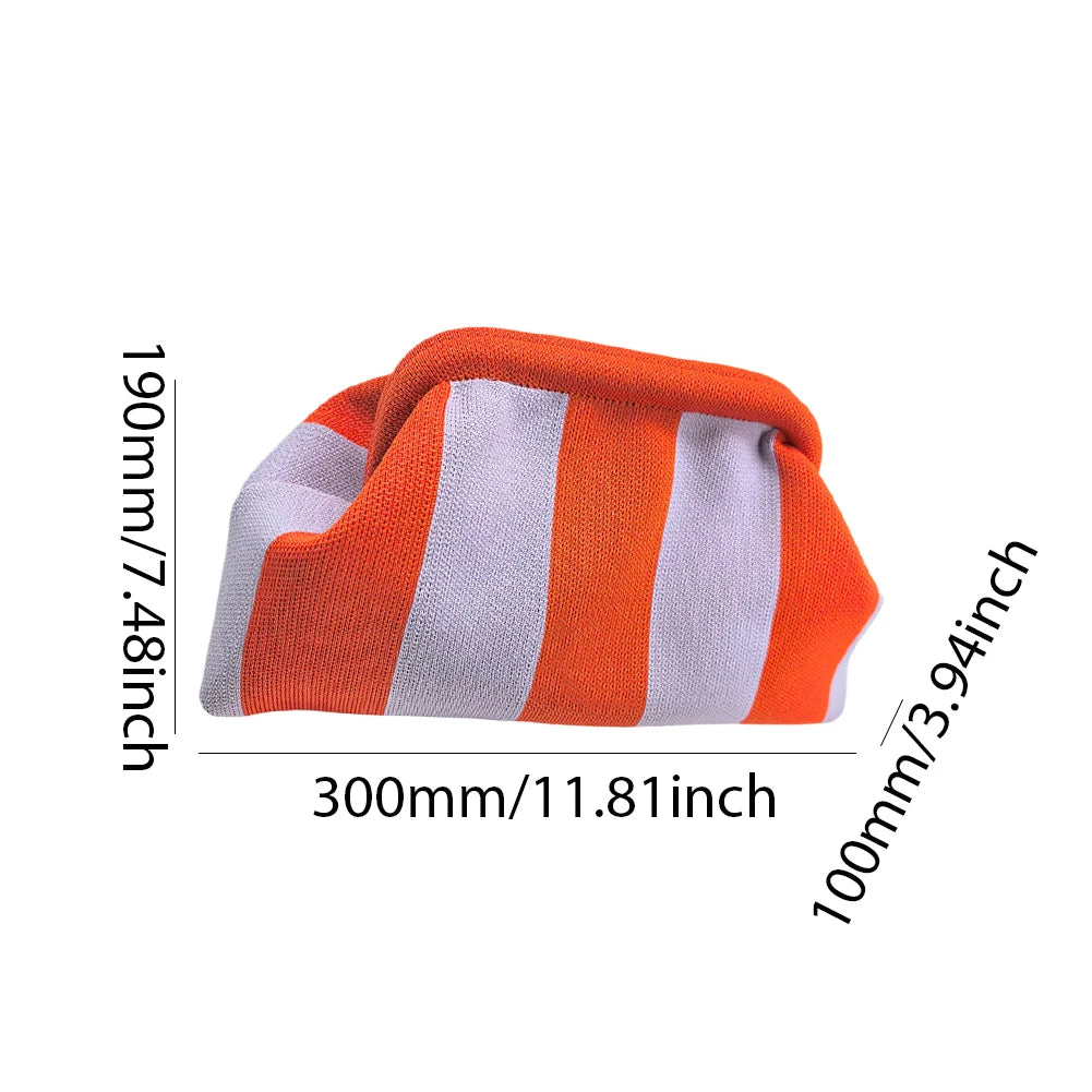 Striped Knitted Cotton Clutch Bag