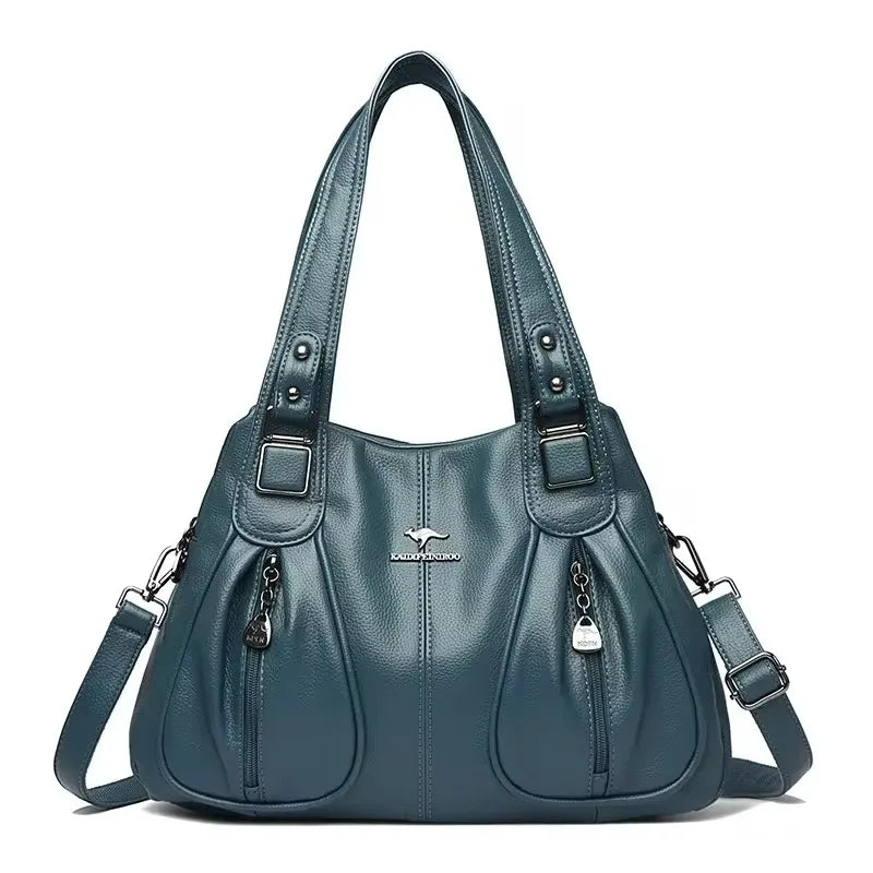 Sequined Leather Shoulder Tote