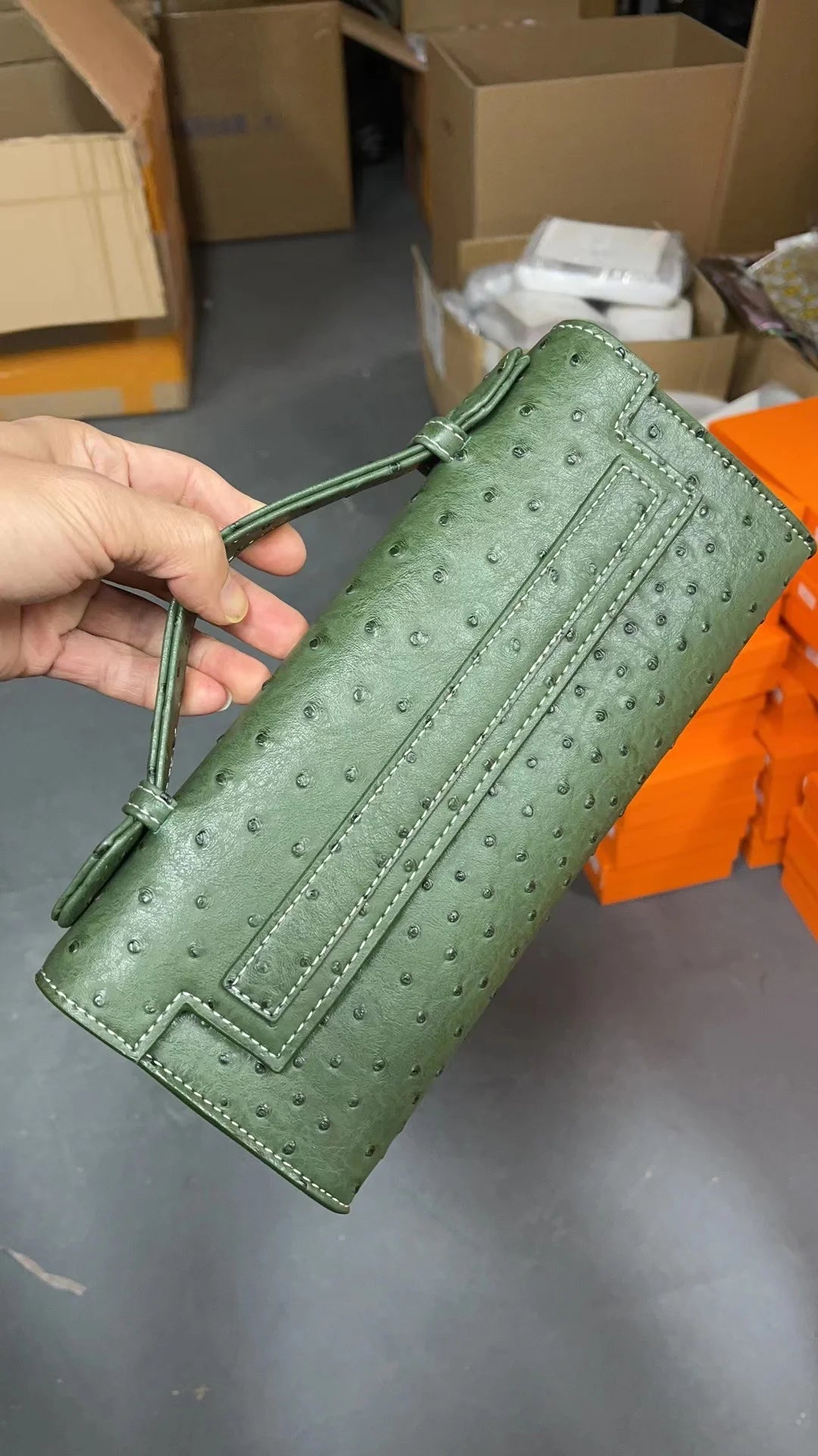 Ostrich Textured Multi-Compartment Tote