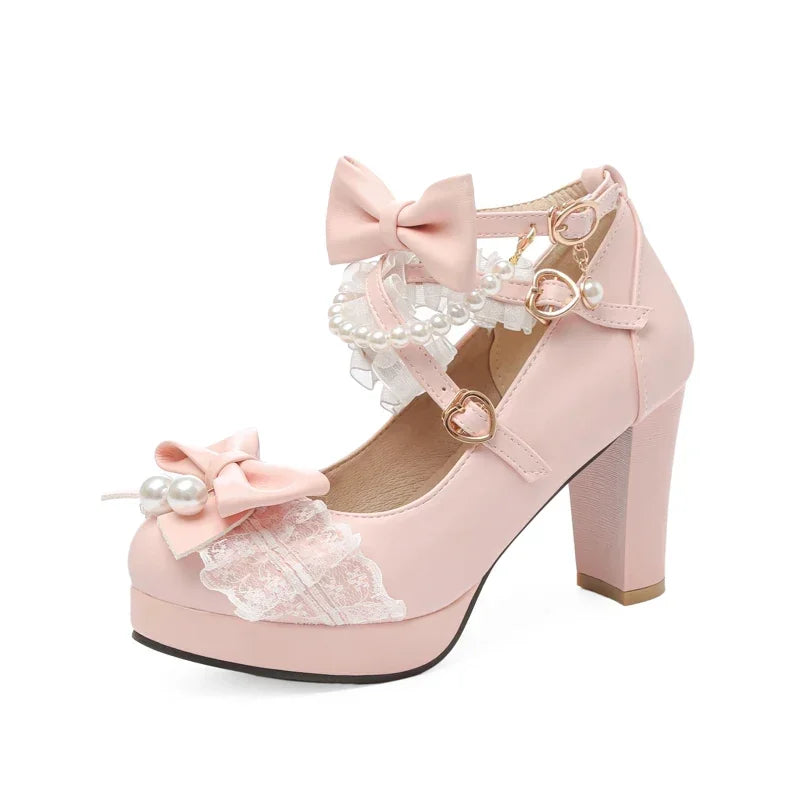 Handmade Lolita Square Heel Pumps